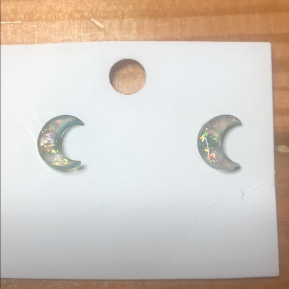 Glitter moon studs